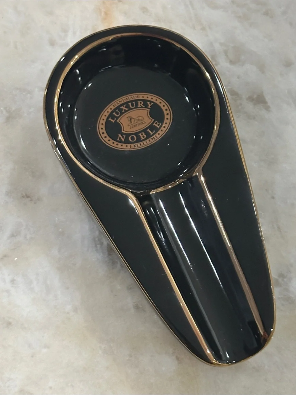 Black and Gold Ceramic Cigar Ashtray